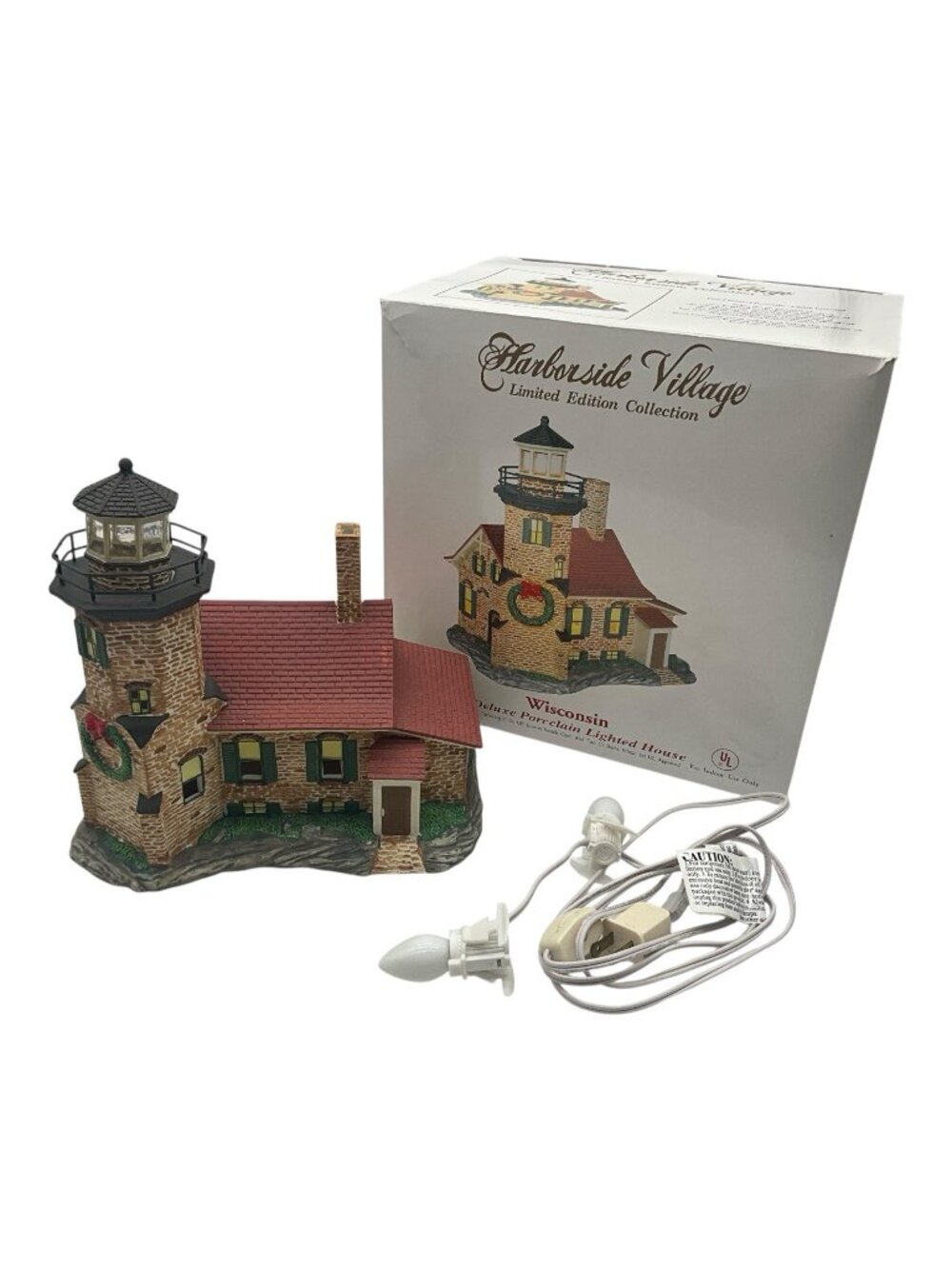 O'Well Harborside Village Deluxe "Wisconsin" Porcelain Lighted House Vintage